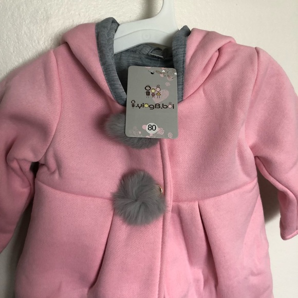 Pink bunny hoodie with gorgeous fur detail sz 12mos - Picture 3 of 3